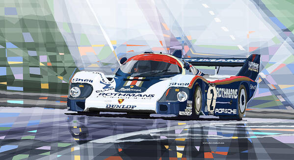 Automotive Poster featuring the mixed media Porsche 956 Rothmans 1982 1000km Francorchamps Derek Bell by Yuriy Shevchuk