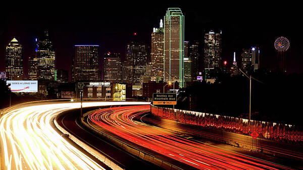 The Dallas Night Skyline Poster featuring the photograph The Dallas Night Skyline by JC Findley