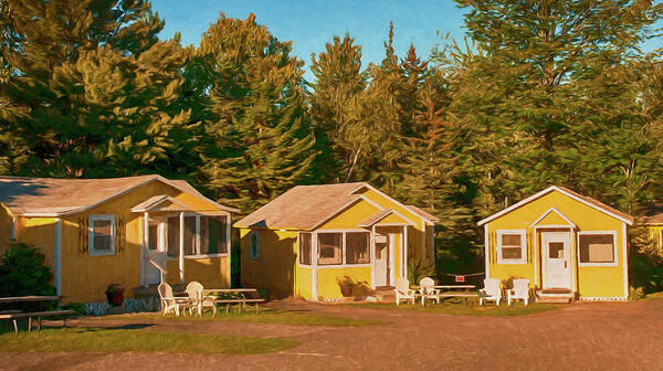Bar Harbor Poster featuring the photograph Yellow Cabins by Mick Burkey