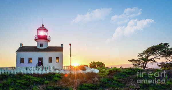 California Poster featuring the photograph The Old Point Loma Lighthouse at Sunset by David Levin