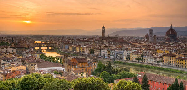 Florence Poster featuring the photograph Florence Sunset #2 by Mick Burkey