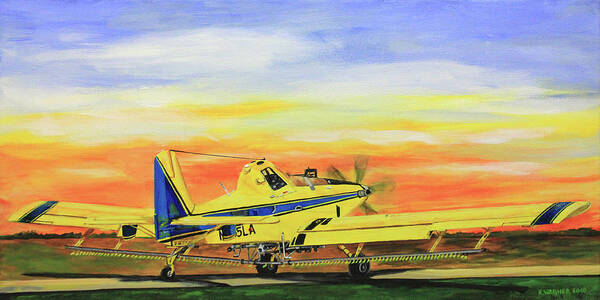 Air Tractor. Crop Duster Poster featuring the painting Air Tractor Still At Work by Karl Wagner