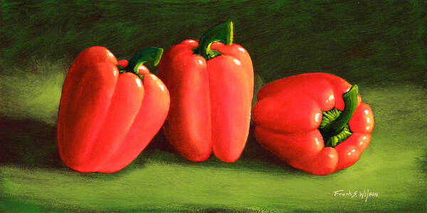 Peppers Poster featuring the painting Deep Red Peppers by Frank Wilson