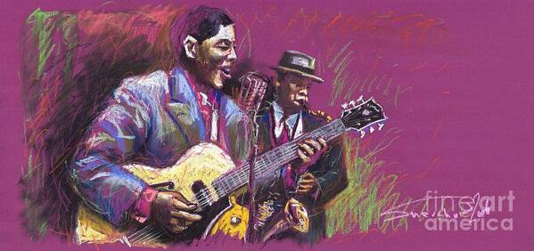 Jazz Poster featuring the painting Jazz Guitarist Duet by Yuriy Shevchuk