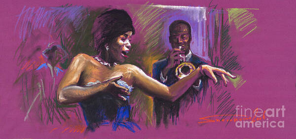 Jazz Poster featuring the painting Jazz Song.2. by Yuriy Shevchuk