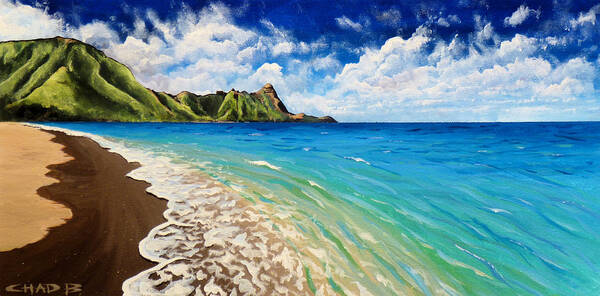 Kauai Poster featuring the painting Tunnels Beach by Chad Berglund