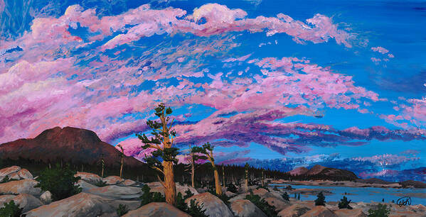 Sunset Poster featuring the painting A Sky of Rose by Elizabeth Mordensky