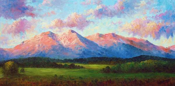 Landscape Poster featuring the painting Morning Light On Mount Shavano by David G Paul