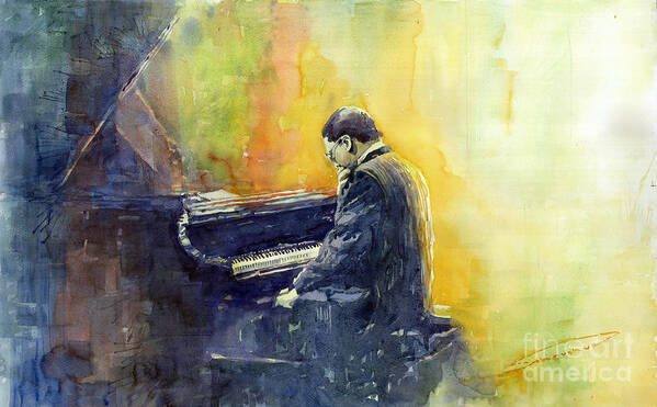 Watercolor Poster featuring the painting Jazz Herbie Hancock by Yuriy Shevchuk