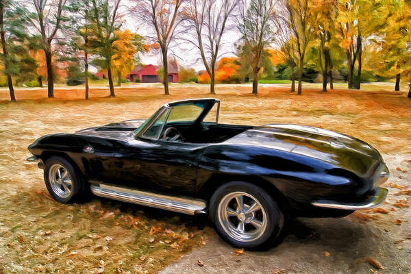 Convertible Roadster Poster featuring the painting 66 Corvette Stingray 427 by Michael Pickett