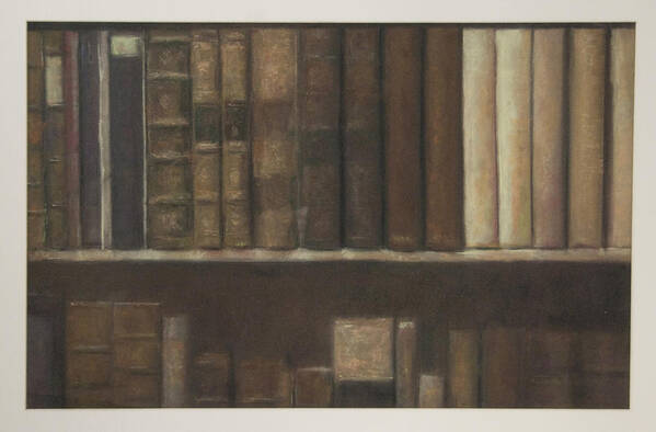 Still Life - Books- Pastel - Nature Morte Poster featuring the drawing Bookshelf by Paez Antonio
