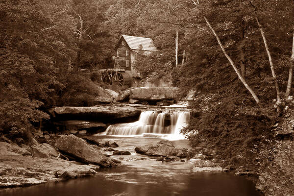 Mill Poster featuring the photograph Glade Creek Mill in Sepia by Tom Mc Nemar