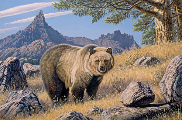 Wildlife Poster featuring the painting Grizzly Country by Paul Krapf