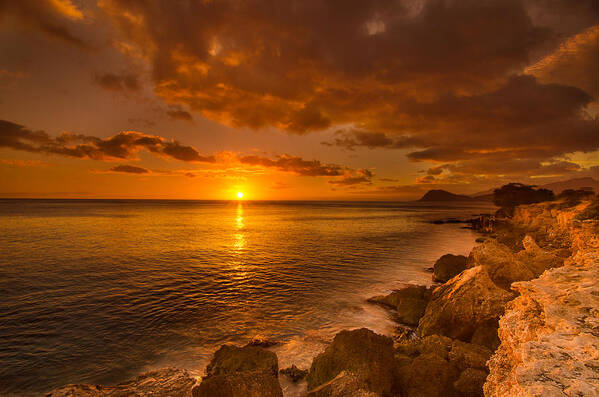 Sunset Poster featuring the photograph Hawaii Golden Sunset by Tin Lung Chao
