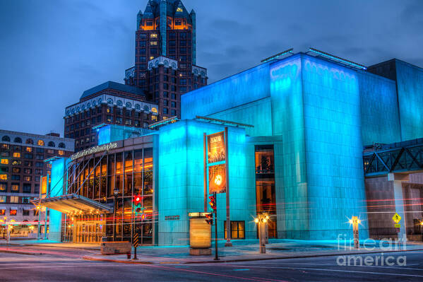 Art Poster featuring the photograph Milwaukee PAC Evening Glow by Andrew Slater