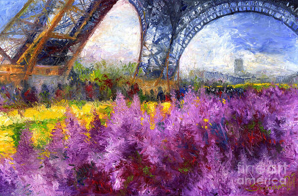 Oil Poster featuring the painting Paris Tour Eiffel 01 by Yuriy Shevchuk