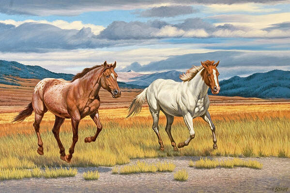 Horse Poster featuring the painting Running Free by Paul Krapf