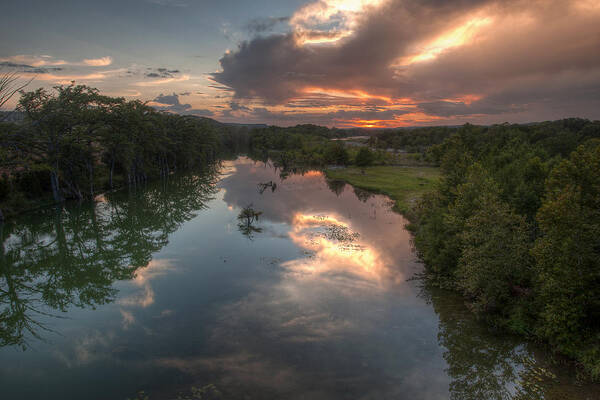 Guadalupe Poster featuring the photograph Sunset on the Guadalupe River by Paul Huchton