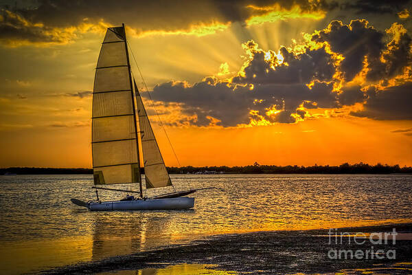 Boats Poster featuring the photograph Sunset Sail by Marvin Spates