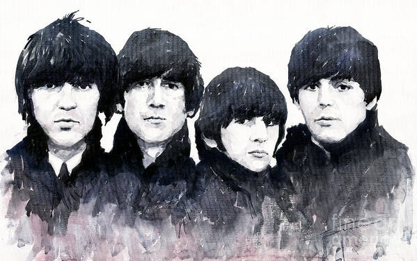 Watercolour Poster featuring the painting The Beatles by Yuriy Shevchuk