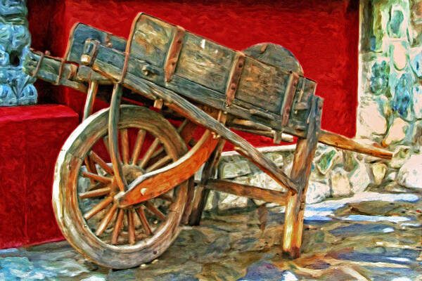 Wooden Wheelbarrow Poster featuring the painting The Old Wheelbarrow by Michael Pickett