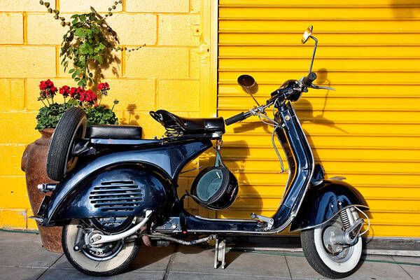 Blue Poster featuring the photograph Blue Vespa Profile by Sonny Marcyan