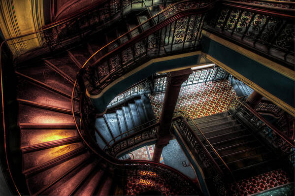 Staircase Poster featuring the photograph QVB Stairs by Andrew Dickman