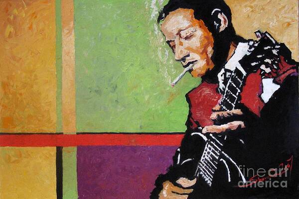 Jazz Poster featuring the painting Jazz Guitarist by Yuriy Shevchuk