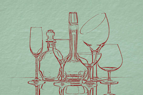 Decanter Poster featuring the photograph Wine Decanters with Glasses #2 by Tom Mc Nemar