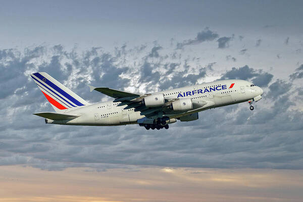 Air France Poster featuring the photograph Air France Airbus A380-861 113 by Smart Aviation