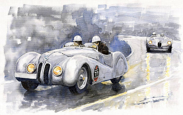 Auto Poster featuring the painting BMW 328 Roadster by Yuriy Shevchuk