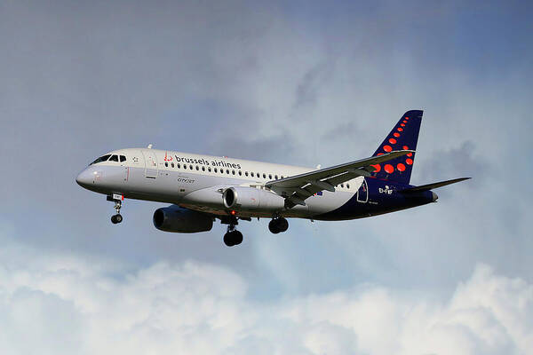 Brussels Airlines Poster featuring the photograph Brussels Airlines Sukhoi Superjet 100-95B by Smart Aviation