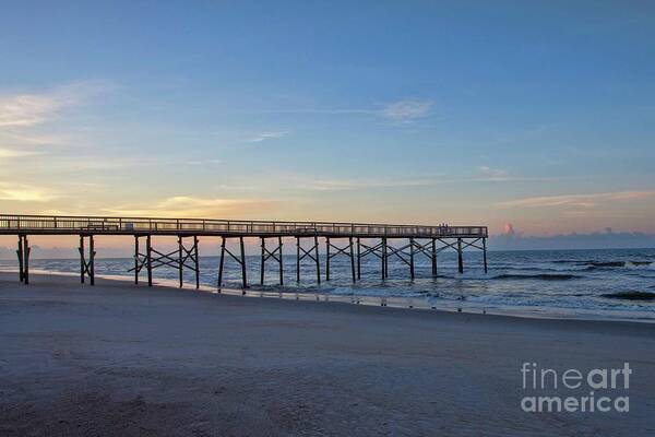 Beach Poster featuring the photograph Early Morning Pier by Laurinda Bowling