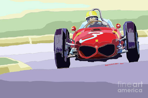 Automotive Poster featuring the digital art Ferrari 156 Dino 1962 Dutch GP by Yuriy Shevchuk