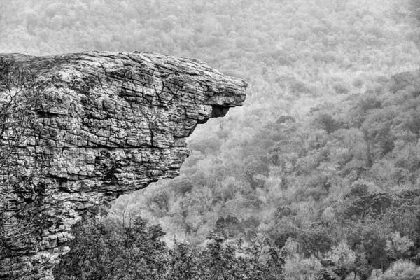  Poster featuring the photograph Hawksbill Crag in Black and White by JC Findley