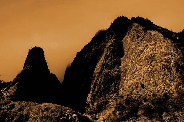 Iao Needle Poster featuring the photograph Iao Needle Silhouette by Richard Omura