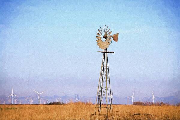 Kansas Windmills Poster featuring the digital art Kansas Windmills by JC Findley