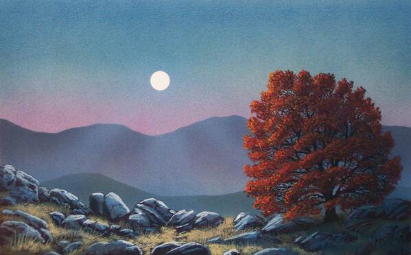 Landscape Poster featuring the painting Lonely Sentinel Tree by Frank Wilson