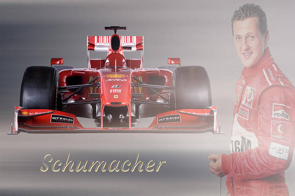 Michael Schumacher Poster featuring the mixed media Michael Schumacher by Smart Aviation