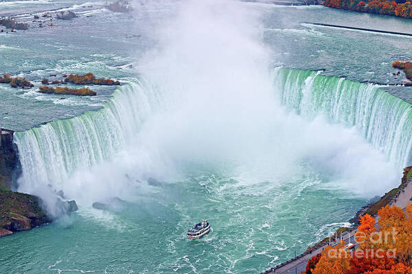 Niagara Falls Poster featuring the photograph Niagara Falls Red Autumn by Charline Xia