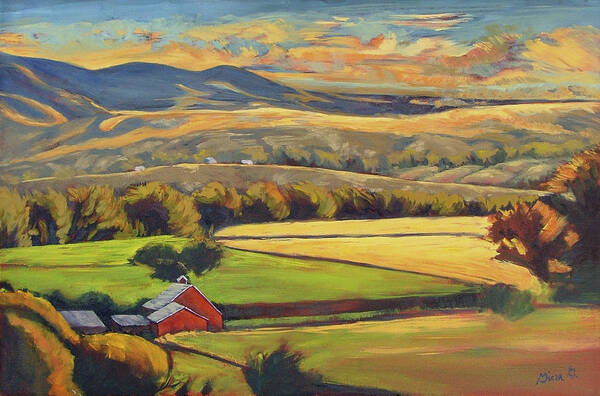 Painting Of Fields Poster featuring the painting North Fork Panorama by Gina Grundemann