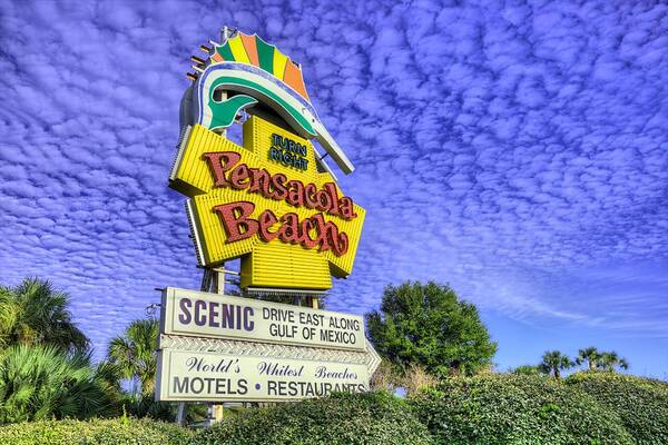 Pensacola Poster featuring the photograph Pensacola Beach Sign by JC Findley