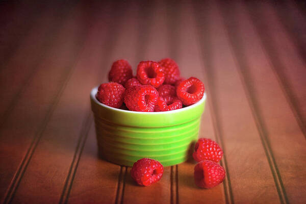 Berries Poster featuring the photograph Red Raspberries Still Life by Tom Mc Nemar