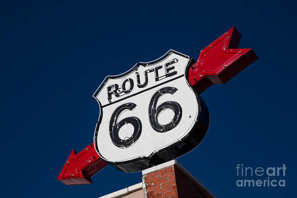 Route 66 Poster featuring the photograph Route 66 Sign by T Lowry Wilson