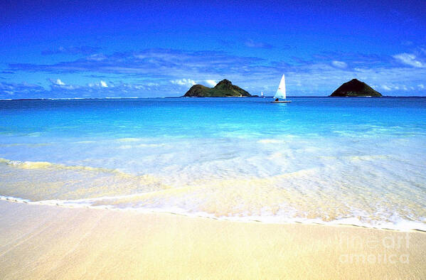 Lanikai Beach Poster featuring the photograph Sailboat and Islands by Thomas R Fletcher