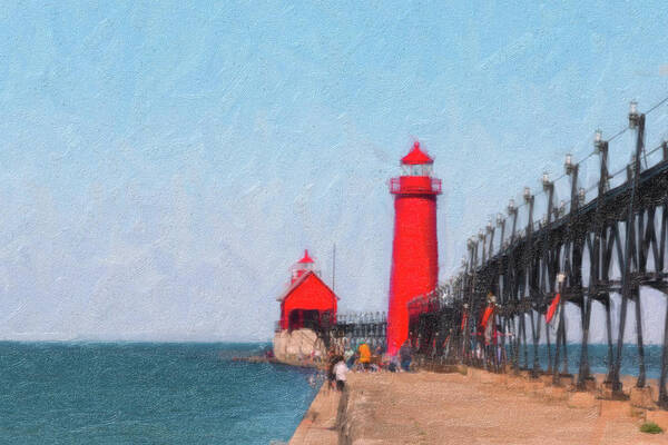 Michigan Poster featuring the photograph South Pier of Grand Haven by Tom Mc Nemar