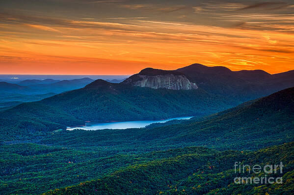 Table Rock Poster featuring the photograph Sunset over Table Rock from Caesars Head State Park South Carolina by T Lowry Wilson