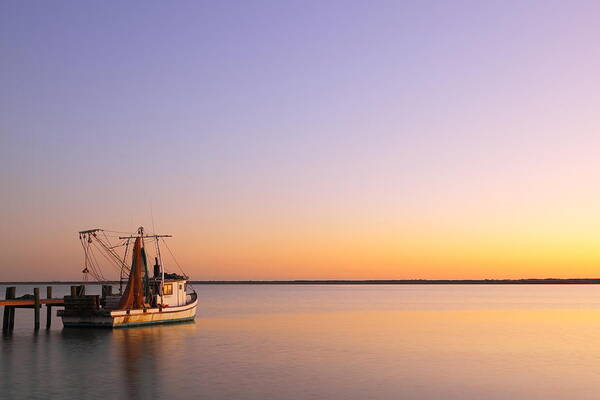 Texas City Poster featuring the photograph Shrimp Trawler at Dusk 2AM-109249 by Andrew McInnes