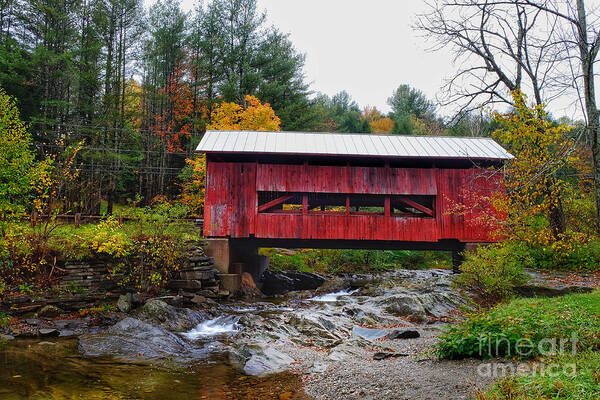 Covered Bridge Poster featuring the photograph Upper Cox Brook Covered Bridge in Northfield Vermont by T Lowry Wilson