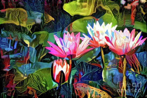 Aquatic Plant Poster featuring the digital art Waterlilies 8 by Amy Cicconi